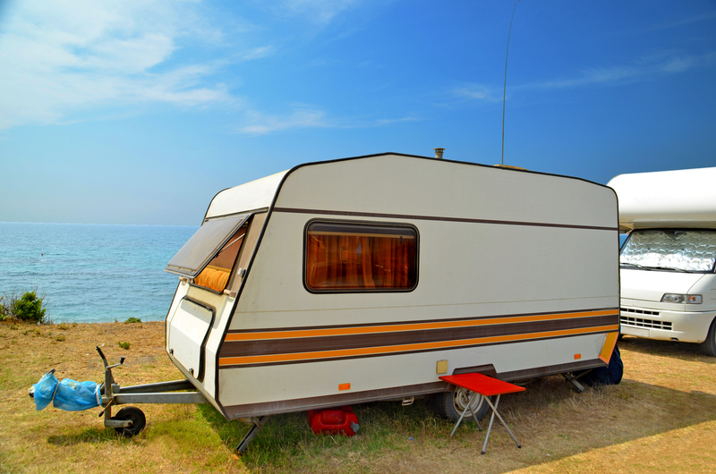 caravan parked in summer